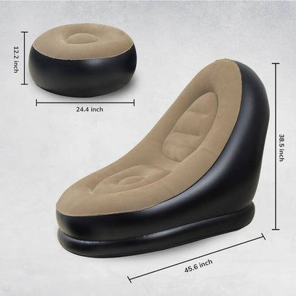 Inflatable Lounge Chair with Ottoman – Ergonomic Back & Lumbar Support Sofa