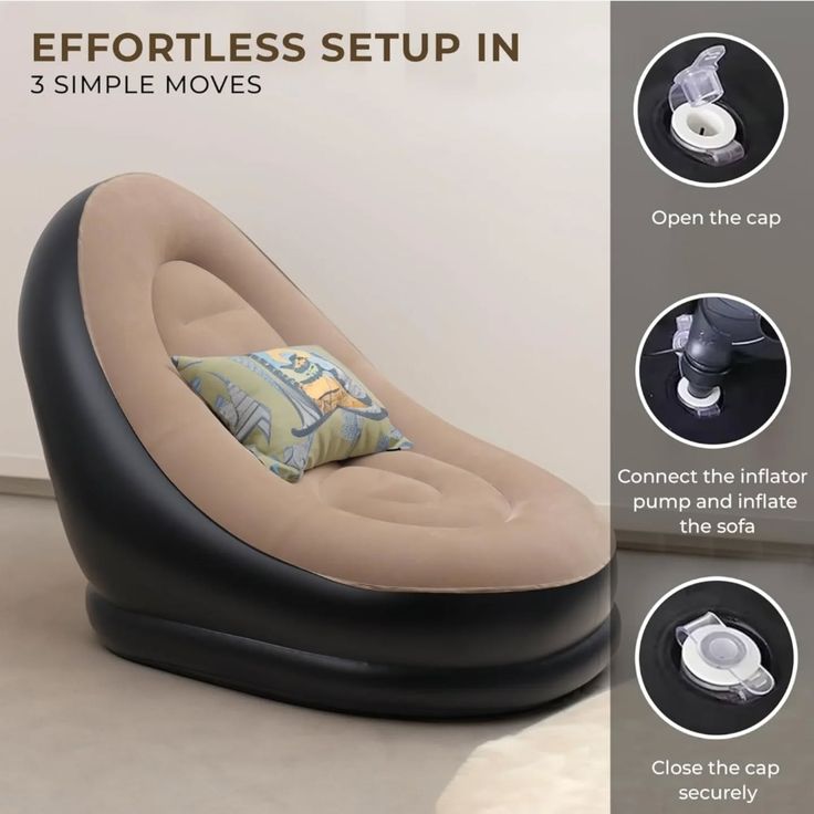 Inflatable Lounge Chair with Ottoman – Ergonomic Back & Lumbar Support Sofa